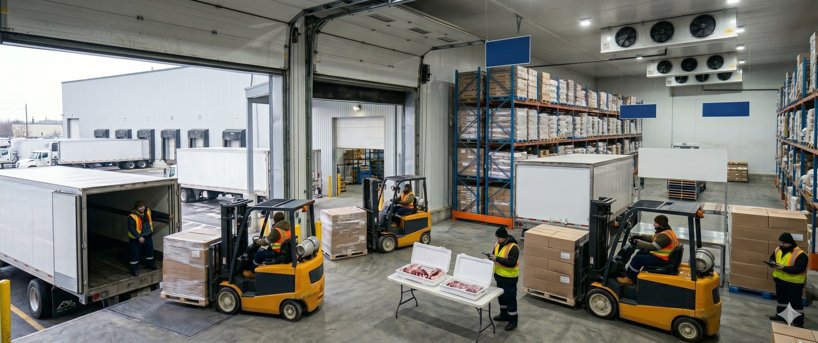 Cool Ocean Impex team loading product at the cold-storage dock
